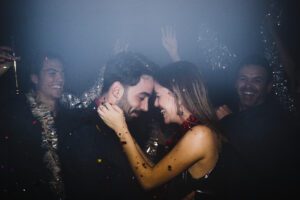 couple celebrating dancing club